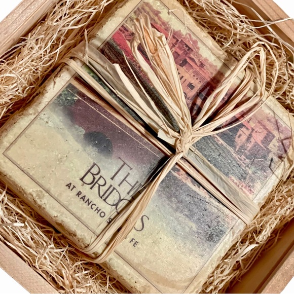 Souvenir Rancho Sante Fe Tumbled Marble Coaster Set - Picture 5 of 5